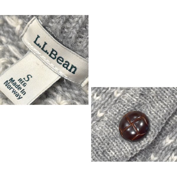 画像2: ノルウェー製【L.L.Bean】【ＬＬビーン】【バーズアイ】【グレー×白】【ウールカーディガン】【レディースＳ】 