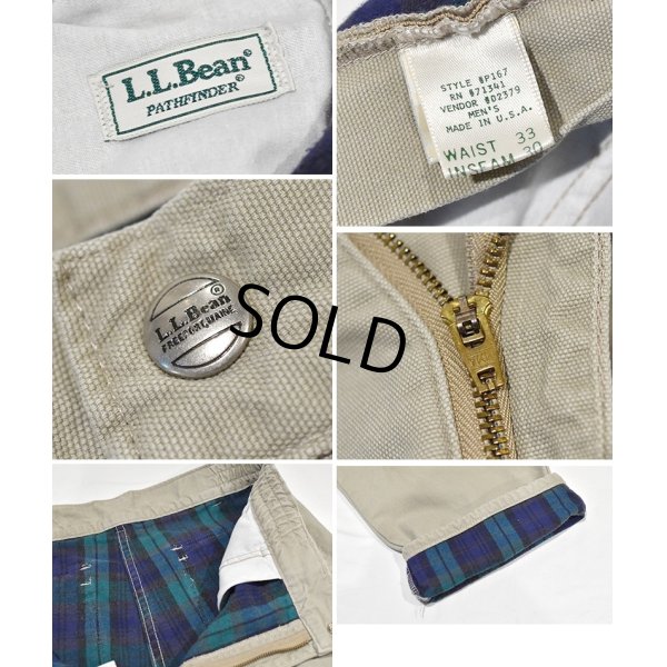 画像2: 90's【ビンテージ】【L.L.Bean】【エルエルビーン】【裏地ブラックウォッチ】【コットンパンツ】１タック【ベージュ】【33×30】 