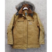 【ビンテージ】【カーハート】【carhartt】ブラウン【ダック地】フード付き【トラディショナルコート】レディース古着【フルジップパーカー】 