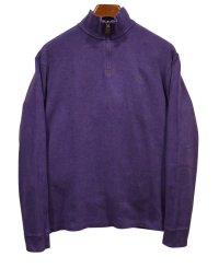 【ラルフローレン】POLO RALPH LAUREN【紫】【無地】【ハーフジップ】【コットンセーター】【サイズM】  