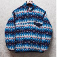 【パタゴニア】patagonia【青×紺×白×赤】【ノルディック風】シンチラフリース【柄スナップＴ】【サイズＳ】 