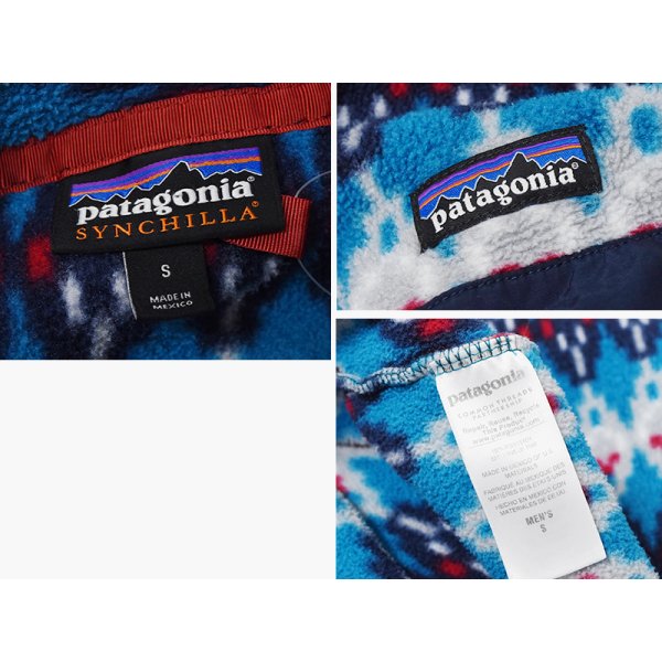 画像2: 【パタゴニア】patagonia【青×紺×白×赤】【ノルディック風】シンチラフリース【柄スナップＴ】【サイズＳ】 