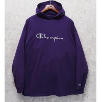 90's USA製【チャンピオン】【Champion】胸刺繍ロゴ【紫】パープル【パーカー】【サイズXL】 