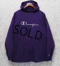 90's USA製【チャンピオン】【Champion】胸刺繍ロゴ【紫】パープル【パーカー】【サイズXL】 