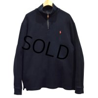 【ラルフローレン】POLO RALPH LAUREN【黒】【無地】【ハーフジップ】【コットンセーター】【サイズXL】  