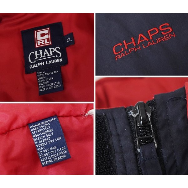 画像2: 90's ビンテージ【CHAPS】【Ralph Lauren】【チャップスラルフローレン】【黒×赤】【ダウンジャケット】【サイズＸＬ】 