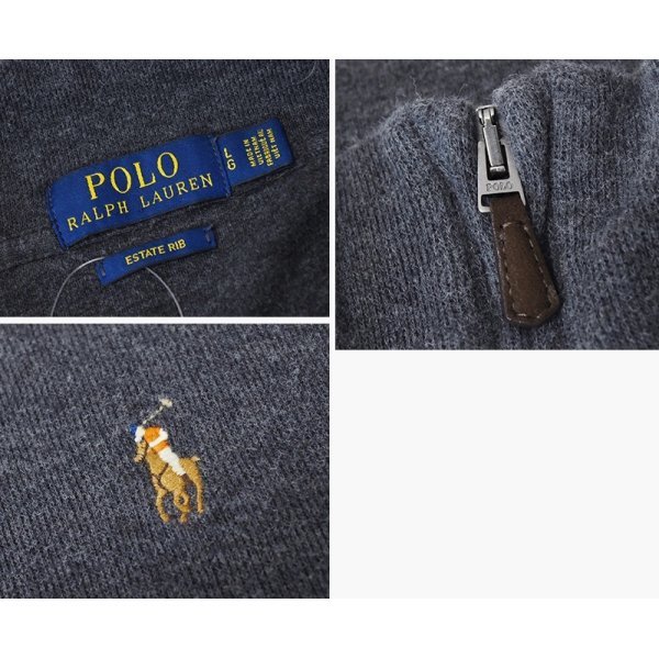 画像2: 【ラルフローレン】POLO RALPH LAUREN【ESTATE RIB】【チャコール】【無地】【ハーフジップ】【コットンセーター】【サイズL】 