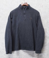 【ラルフローレン】POLO RALPH LAUREN【ESTATE RIB】【チャコール】【無地】【ハーフジップ】【コットンセーター】【サイズL】 