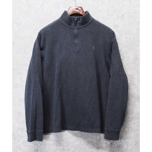 画像1: 【ラルフローレン】POLO RALPH LAUREN【ESTATE RIB】【チャコール】【無地】【ハーフジップ】【コットンセーター】【サイズL】 