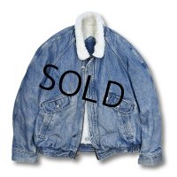 90's【USA製】【ビンテージ】【リーバイス】【LEVI'S】シルバーメダル【75409】ケミカルウォッシュ ボアデニムジャケット【サイズL】 