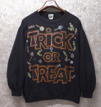 90’ｓ~【USA製】【ビンテージ】【FUN ART】【ハロウィン】【黒】【TRICK OR TREAT】【スウェット】レディース古着【Ｌ程度】 