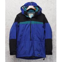 80's~【ビンテージ】【ＬＬビーン】【L.L.bean】【緑ｘ青ｘエメラルドグリーン】ナイロン【アノラックパーカー】【サイズM】 