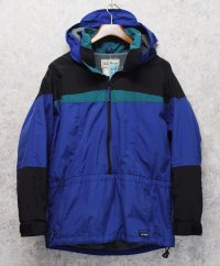 80's~【ビンテージ】【ＬＬビーン】【L.L.bean】【緑ｘ青ｘエメラルドグリーン】ナイロン【アノラックパーカー】【サイズM】 