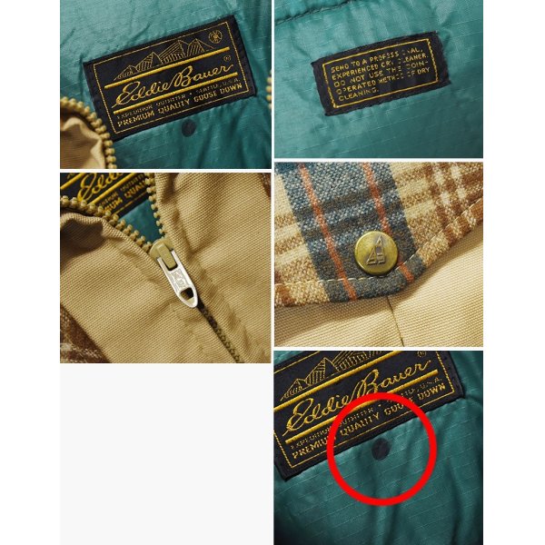 画像2: 70's〜【ビンテージ】黒タグ【Eddie Bauer】【エディーバウアー】【チェックウールｘベージュ】【ジップアップ】【ダウンジャケット】 