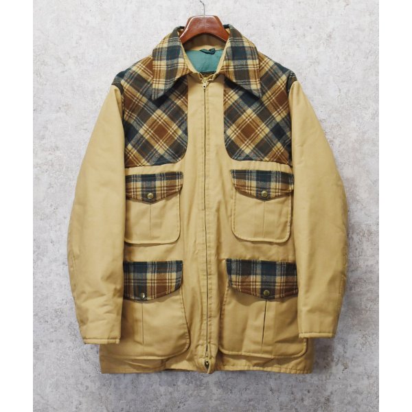 画像1: 70's〜【ビンテージ】黒タグ【Eddie Bauer】【エディーバウアー】【チェックウールｘベージュ】【ジップアップ】【ダウンジャケット】 