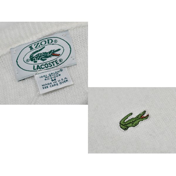 画像2: USA製【IZOD LACOSTE】アイゾッド ラコステ【白】Vネック【アクリルセーター】 