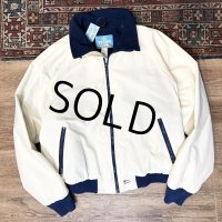 【80's】【USA製】【Woolrich】ウールリッチ【TETON】【生成り×紺】【ジップアップブルゾン】【裏フリースブルゾン】サイズＸＬ 