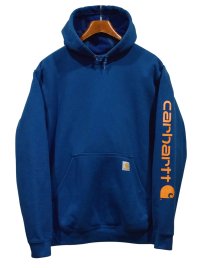 【ビンテージ】【カーハート】carhartt【青】ロゴ入り【パーカー】【サイズ Ｍ】 