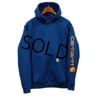 【ビンテージ】【カーハート】carhartt【青】ロゴ入り【パーカー】【サイズ Ｍ】 