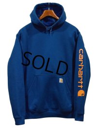 【ビンテージ】【カーハート】carhartt【青】ロゴ入り【パーカー】【サイズ Ｍ】 