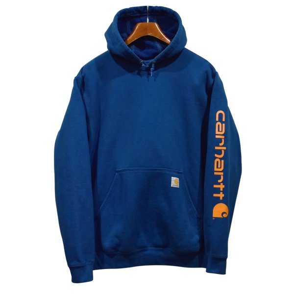 画像1: 【ビンテージ】【カーハート】carhartt【青】ロゴ入り【パーカー】【サイズ Ｍ】 