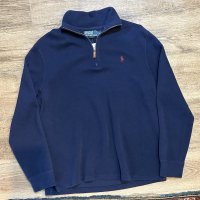 【ラルフローレン】POLO RALPH LAUREN【紺】【無地】【ハーフジップ】【コットンセーター】【サイズM】  