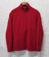 【ラルフローレン】POLO RALPH LAUREN【赤】【無地】【ハーフジップ】【コットンセーター】【サイズL】  