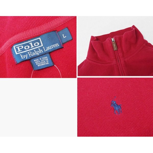 画像2: 【ラルフローレン】POLO RALPH LAUREN【赤】【無地】【ハーフジップ】【コットンセーター】【サイズL】  