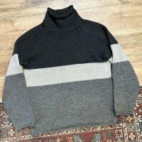 【J.crew】【Ｊクルー】【黒ｘグレーｘチャコール】【ロールネックウールセーター】【サイズＳ】 