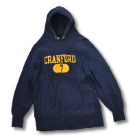 【70's】【USA製】【ビンテージ】【チャンピオン】【Champion】CRANFORD 7【単色タグ】【紺】【リバースウィーブパーカー】【サイズM】 