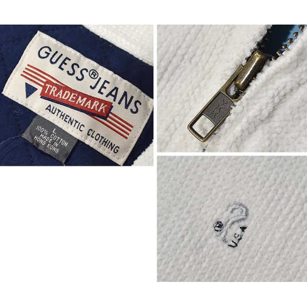 画像2: 【GUESS JEANS】【ゲスジーンズ】【ビンテージ】【中綿入り】【白】【スタンドカラー】【コーデュロイブルゾン】【サイズL】 