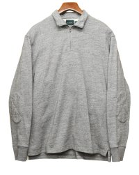 【Ｊクルー】【J-crew】【霜降りグレー】【ハーフジップ】エルボーパッチ付き ラガーシャツ【長袖ポロシャツ 】【サイズＭ】 