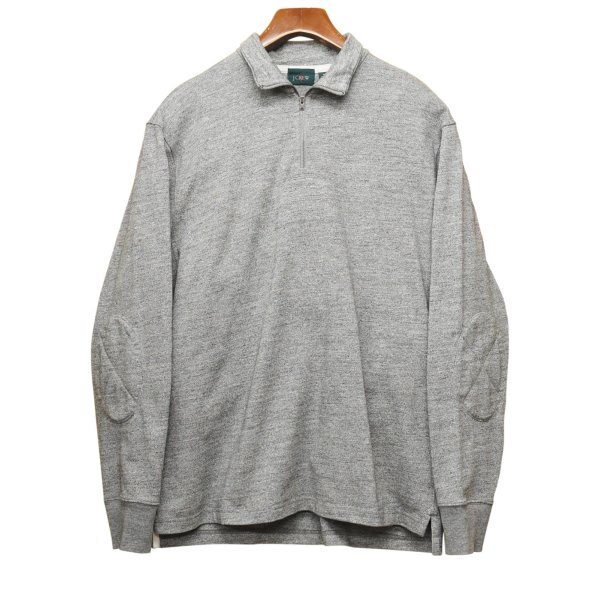 画像1: 【Ｊクルー】【J-crew】【霜降りグレー】【ハーフジップ】エルボーパッチ付き ラガーシャツ【長袖ポロシャツ 】【サイズＭ】 