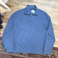 【ラルフローレン】POLO RALPH LAUREN【ESTATE RIB】【青色】【無地】【ハーフジップ】【コットンセーター】【サイズL】  