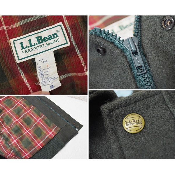 画像2: 【USA製】【ビンテージ】【ＬＬビーン】【L.L.bean】オリーブ【裏地チェック】【ウールブルゾン】【サイズＬ】 