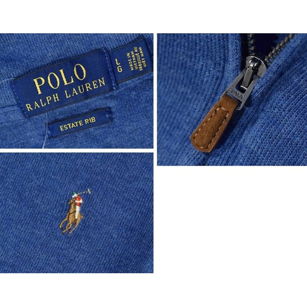 画像2: 【ラルフローレン】POLO RALPH LAUREN【ESTATE RIB】【青色】【無地】【ハーフジップ】【コットンセーター】【サイズL】  