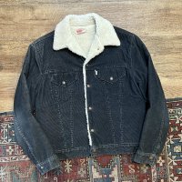 【70s~】【USA製】ビンテージ【Levis】リーバイス BIG-E【黒】ビッグＥ 裏ボア付き【コーデュロイジャケット】ボアジャン【US40】 