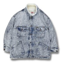 90's~【USA製】【ビンテージ】【リーバイス】【LEVI'S】【70610-0219】ケミカルウォッシュ ボアデニムジャケット【サイズL】 