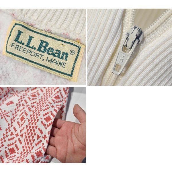 画像2: 80's~【ビンテージ】L.L.Bean【ＬＬビーン】【白ｘ赤】総柄【ハーフジップスウェット】 レディース古着 