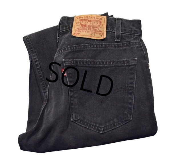 画像1: USA製【ビンテージ】【LEVI'S】【リーバイス５０５】505【黒】【デニムパンツ】ブラックデニム【33ｘ34】  (1)