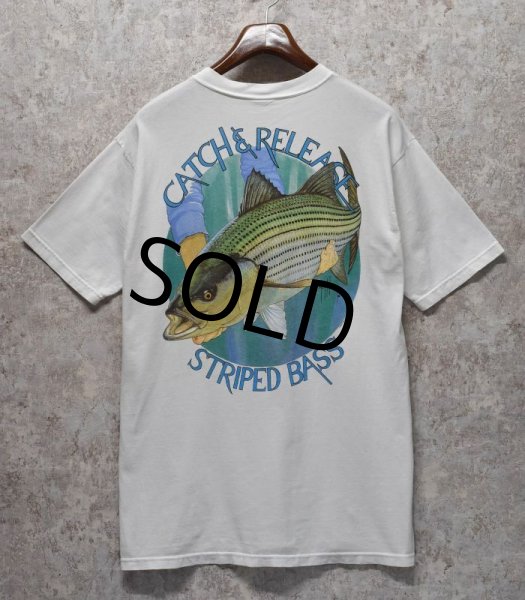 画像1: 【USA製】【ビンテージ】【SUYTTARVEY 】【バックプリント】【Catch＆Release Striped bass】【白】【Ｔシャツ】【サイズＬ】  (1)