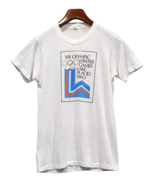 画像1: 80's【USA製】【ビンテージ】【XIII OLYMPIC WINTER GAMES LAKE PLACID 1980】【冬季オリンピック】【白】【Ｔシャツ】【サイズＭ】  (1)