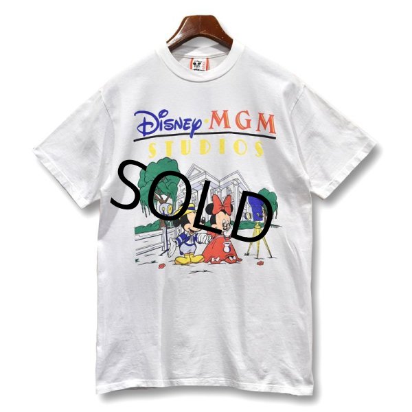 画像1: 90's∼【USA製】【ビンテージ】【Disney】ディズニー【Disney MGM Studios】【ミッキー＆ミニー】白【Ｔシャツ】【サイズＬ】  (1)