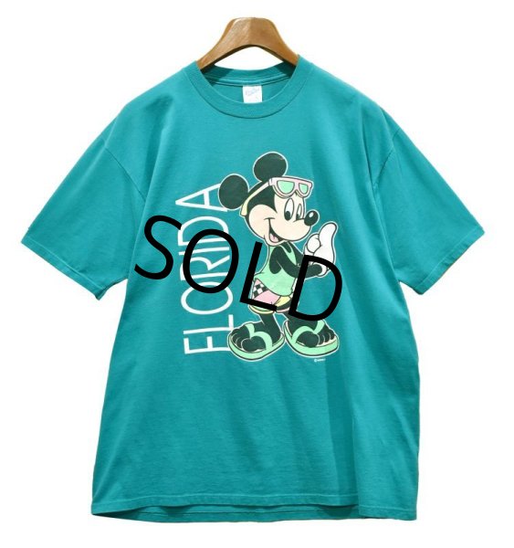 画像1: 90's∼【USA製】【ビンテージ】【Disney】ディズニー【FLORIDA】【エメラルドグリーン】【ミッキー】【Ｔシャツ】【サイズＸＬ】  (1)