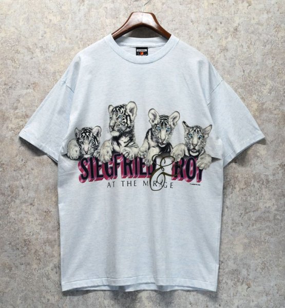 画像1: 【90's】USA製【デッドストック】【SIGNAL SPORT】白青 霜降り【ホワイトタイガー】SIEGFRIED＆ROY 【Ｔシャツ】ビッグサイズ【サイズXL】  (1)