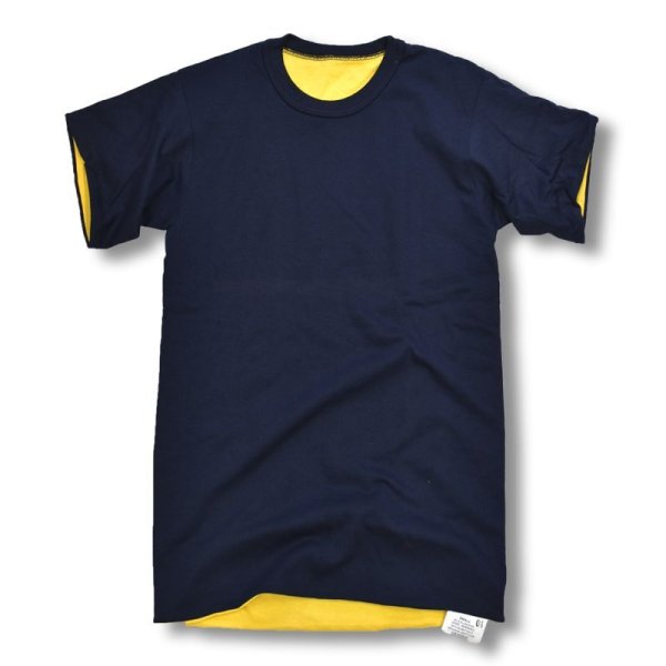 画像1: デッドストック【90's】【ビンテージ】【U.S.NAVY】【紺ｘ黄】リバーシブル【Ｔシャツ】【サイズＳ】  (1)