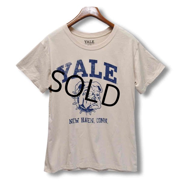 画像1: 【ビンテージ】【ベージュｘ青】YALE UNIV【ブルドッグ】【Ｔシャツ】【サイズXL】  (1)