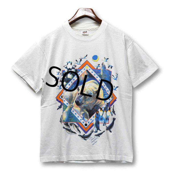 画像1: 90's【USA製】【ビンテージ】アンビル【anvil】ホッキョクグマ【zooper】北極 白熊【Ｔシャツ】シロクマ【サイズＬ】  (1)