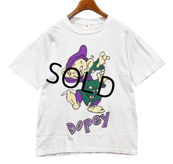 画像1: 90’s~【ビンテージ】【KING】七人の小人【DOPEY】ドーピー【白雪姫】ディズニー【白】Tシャツ【サイズL】  (1)