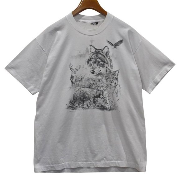 画像1: 90's【USA製】ビンテージ【SCREEN STARS】スクリーンスターズ シングルステッチ【オオカミ】 動物【Tシャツ】【サイズXL】  (1)